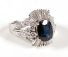 Lady's Sapphire, Diamond, Platinum Ballerina Style Ring