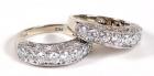 Pair of Matching Lady's Diamond, 14K White Gold Band Rings