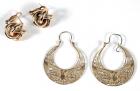 Collection of Two Pairs of 14K Yellow Gold Earrings