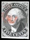 United States, New York, N.Y., 1845, 5¢ black on bluish. XF