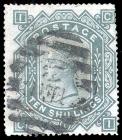 Great Britain, 1878, Queen Victoria, 10s greenish gray, Maltese Cross watermark. F