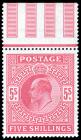 Great Britain, 1902, King Edward VII, 5s bright carmine, De La Rue printing. XF