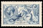Great Britain, 1915, King George V Seahorse, 10s blue, De La Rue printing. F-VF