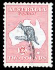 Australia, 1934, Kangaroo and Map, £2 black & rose. F-VF