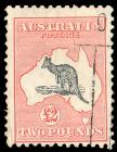 Australia, 1934, Kangaroo and Map, £2 black & rose. F