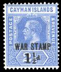 Cayman Islands, War Tax, 1919, 1½d on 2½d ultramarine. F