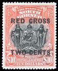 North Borneo, 1918, RED CROSS TWO CENTS overprints on 1¢-$10 complete. F-VF