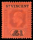 St. Vincent, 1904-11, King Edward VII, ½d-£1 complete. F-VF