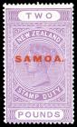 Samoa, 1925, SAMOA. on New Zealand £2 Postal Fiscal. F