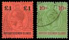 Solomon Islands, 1914-23, King George V, ½d-£1 complete. OW FVF