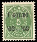 Iceland, 1902, Post Horn, 5a green, black I Gildi. VF