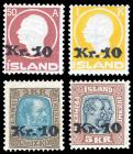 Iceland, 1925, Kr. 10 surcharges complete. F-VF