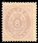 Iceland, Official, 1873, 8sk red lilac. F