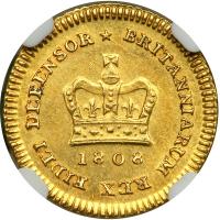 Great Britain. 1/3 Guinea, 1808. NGC AU58 - 2
