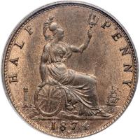 Great Britain. Halfpenny, 1874-H. PCGS MS66 - 2