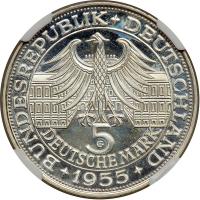 Germany. 5 Marks, 1955-G. NGC PF64 - 2