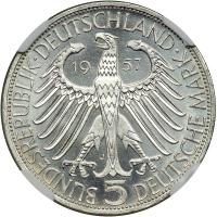 Germany. 5 Marks, 1957-J. NGC MS63 - 2