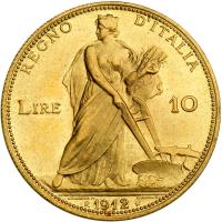 Italy. 10 Lire, 1912-R. NGC MS64 - 2
