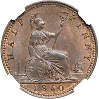 Great Britain. Halfpenny, 1860. NGC MS65 - 2