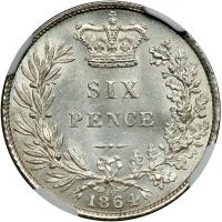 Great Britain. Sixpence, 1864. NGC MS64 - 2