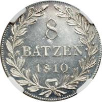 Switzerland - Zürich. 8 Batzen, 1810-B. NGC MS64 - 2