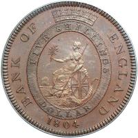 Great Britain. Copper Proof Bank Dollar - 5 Shillings, 1804. PCGS PF64 - 2