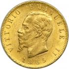 Italy. 20 Lire, 1865-T BN. AU