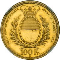 Switzerland. 100 Francs, 1934-B. NGC MS66 - 2