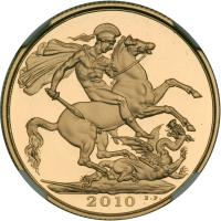 Great Britain. Gold Proof Set: 5 and 2 Pounds; 1, &frac12; and &frac14; Sovereign, 2010. NGC PF69 - 2