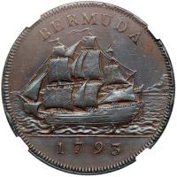 Bermuda. Penny, 1793. NGC AU - 2