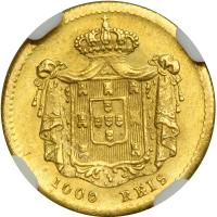 Portugal. 1000 Reis, 1855. NGC AU58 - 2