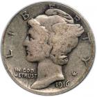 1916-D Mercury Dime. PCGS VG10