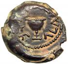 The Jewish War, 66-70 CE. AE Small Bronze ("One Eighth"; 19.50 mm) dated year 4 (69-70 CE). VF