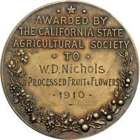 1910 California State Agricultural Society Silver Medal - 2