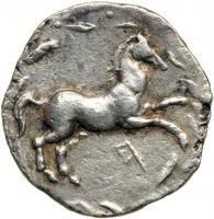 The Barcids of Spain. Zeugitana, Carthage, c. 213-211 BC. AR Half Shekel (3.33 g). VF - 2