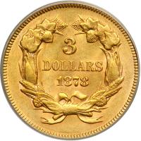 1878 $3 Gold. PCGS AU58 - 2