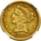 1842-C $5 Liberty. Small date