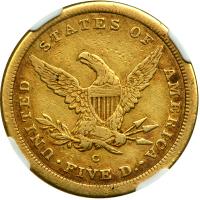 1842-C $5 Liberty. Small date - 2