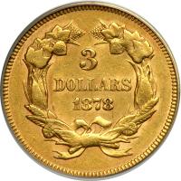 1878 $3 Gold. PCGS AU50 - 2