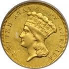1857 $3 Gold. PCGS AU55