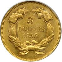 1856 $3 Gold. PCGS AU55 - 2