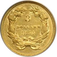 1854 $3 Gold. PCGS EF45 - 2