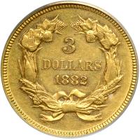 1882 $3 Gold. PCGS AU55 - 2