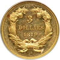 1879 $3 Gold. PCGS MS61 - 2