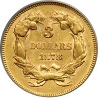 1878 $3 Gold. PCGS AU55 - 2