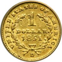 1851-D $1 Gold Liberty. PCGS EF45 - 2