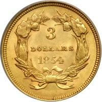 1854 $3 Gold. PCGS MS62 - 2