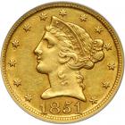1851-D $5 Liberty. PCGS AU50