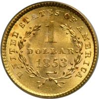 1853 $1 Gold Liberty. PCGS MS63 - 2