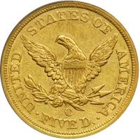 1856-C $5 Liberty. PCGS AU50 - 2